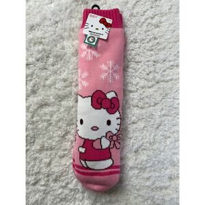 Hello Kitty Pink Slipper Socks Non Slip Grips Warm Cozy Womens Size 9-11 NEW